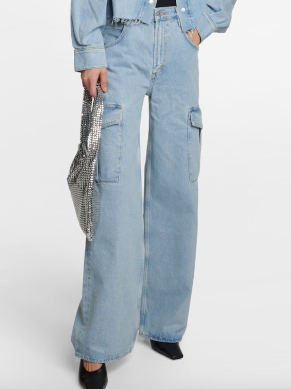 AGOLDE Minka Denim Cargo Jeans Pants Realm Light Wash Size 28